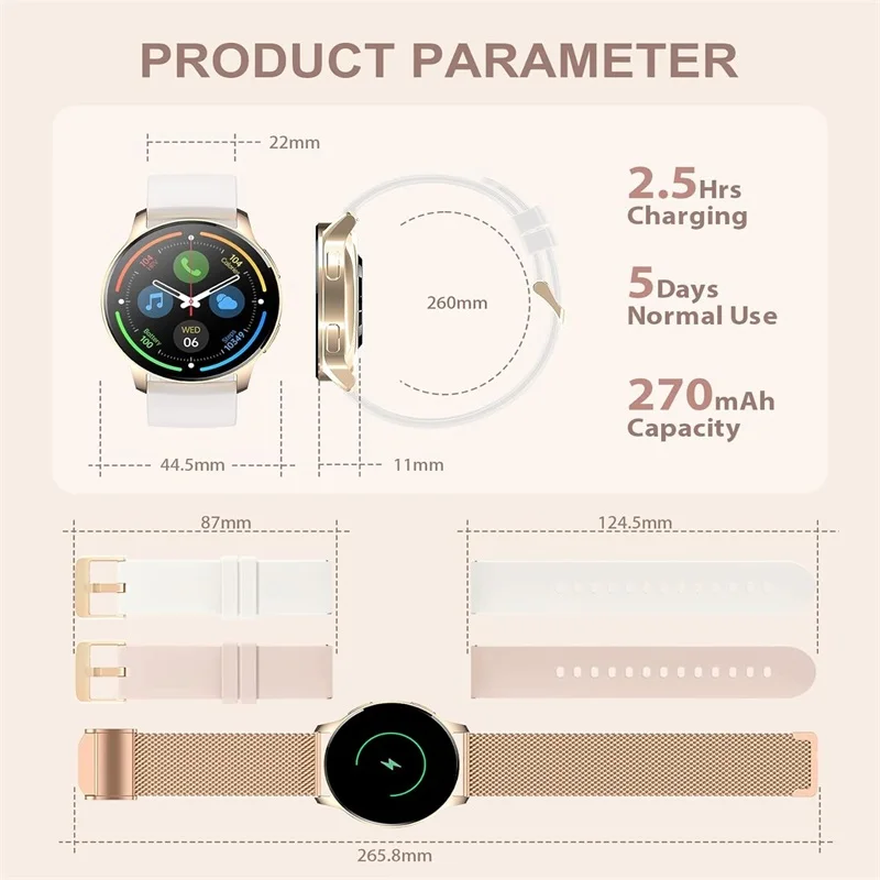Smart Watch for Women (Answer/Make Call), Fitness Tracker for Android and iOS Phones Waterproof Smartwatch with 1.32" HD Full - Image 2