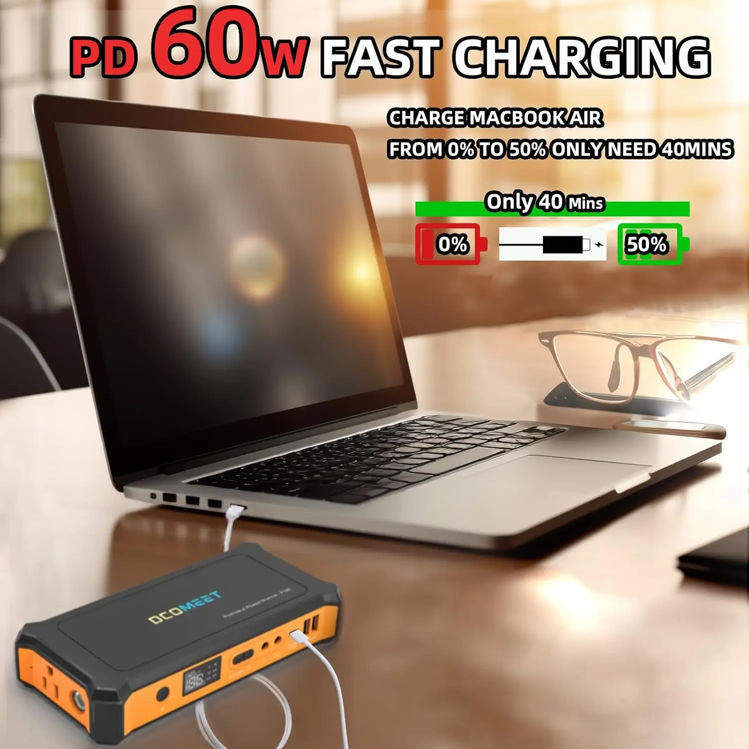 table Power Bank With Ac Outlet, 110V /100W Battery Powered Outlet With 99.9Wh High Capacity, Portable Charger With Dc Usb C - Image 4