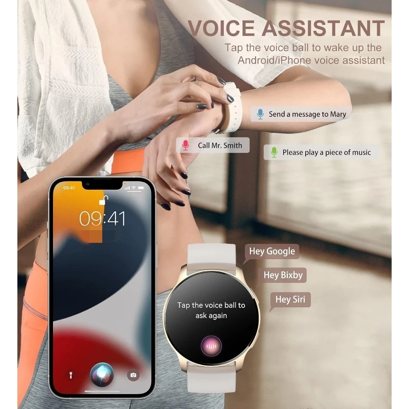 Smart Watch for Women (Answer/Make Call), Fitness Tracker for Android and iOS Phones Waterproof Smartwatch with 1.32" HD Full - Image 3