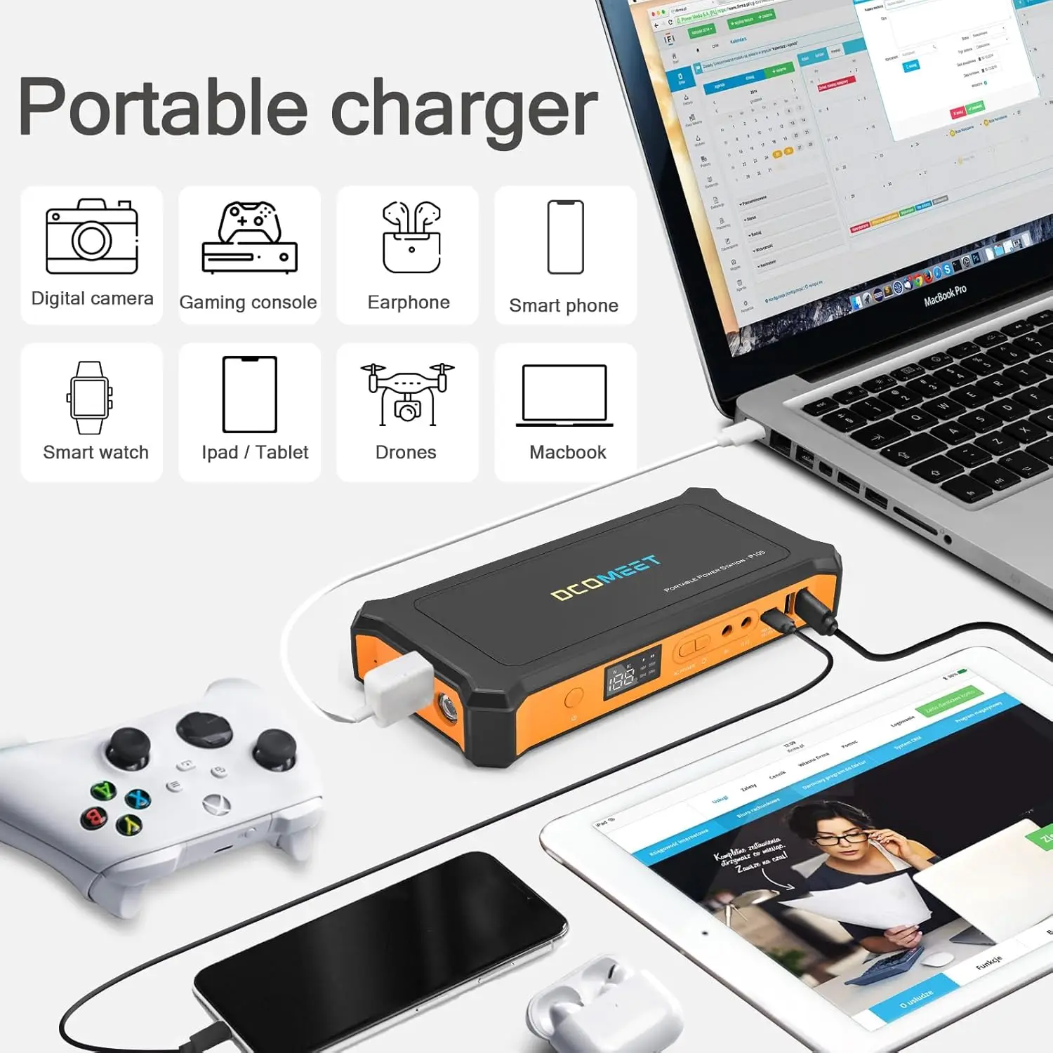 table Power Bank With Ac Outlet, 110V /100W Battery Powered Outlet With 99.9Wh High Capacity, Portable Charger With Dc Usb C - Image 3